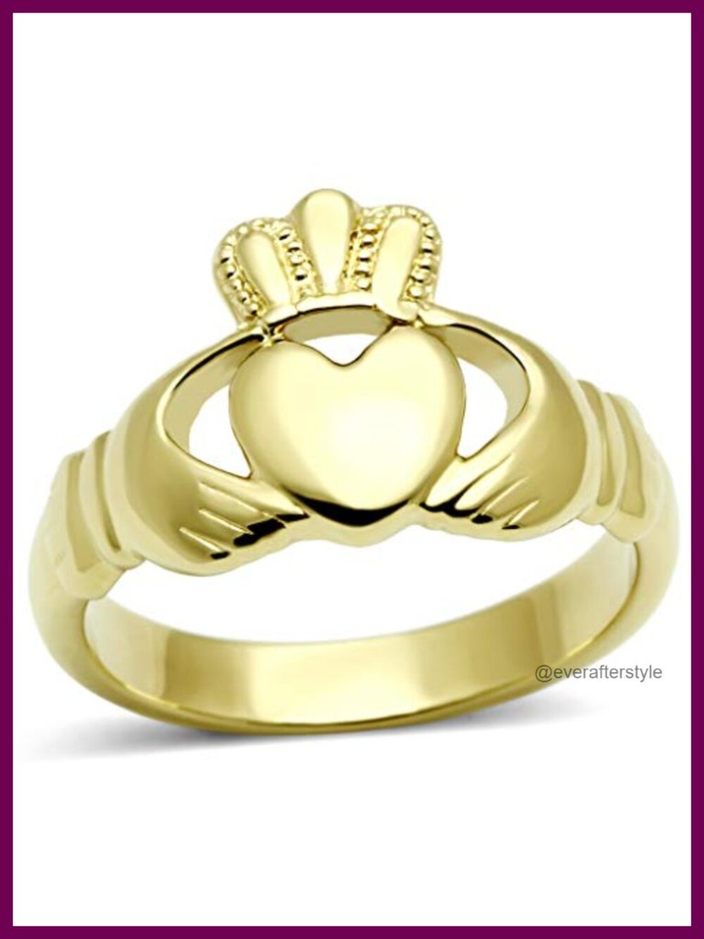 Stainless Steel Claddagh Celtic Knot Comfort Fit Statement Ring